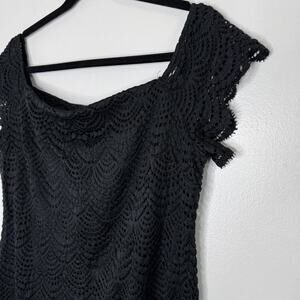 Lilly Pulitzer Dress Womens Large Black Lace Shift Jade Short Sleeve NEW
